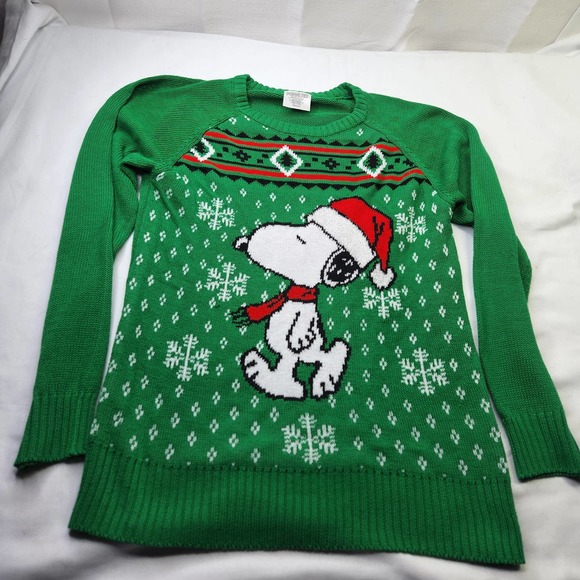 Peanuts Sweaters Peanuts Christmas Snoopy Green Holiday Sweater